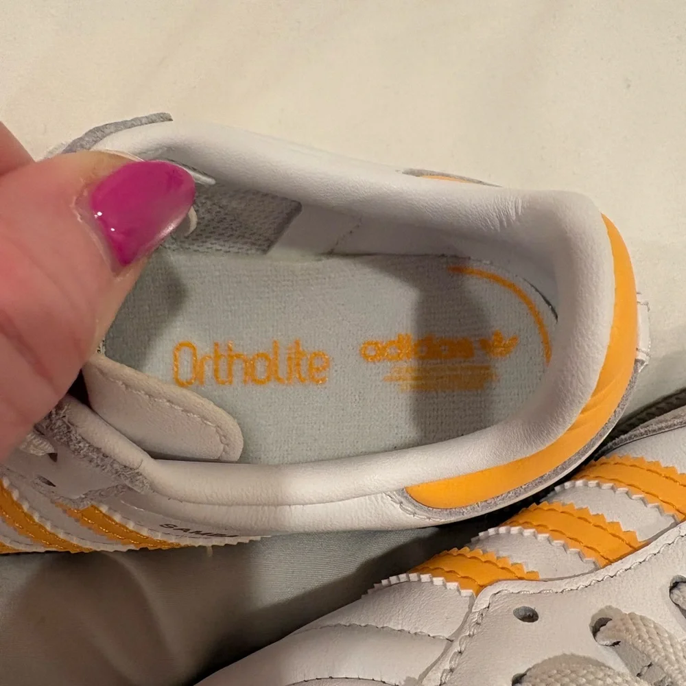 Adidas Kids Samba White and Orange Sneakers - Picture 3 of 6